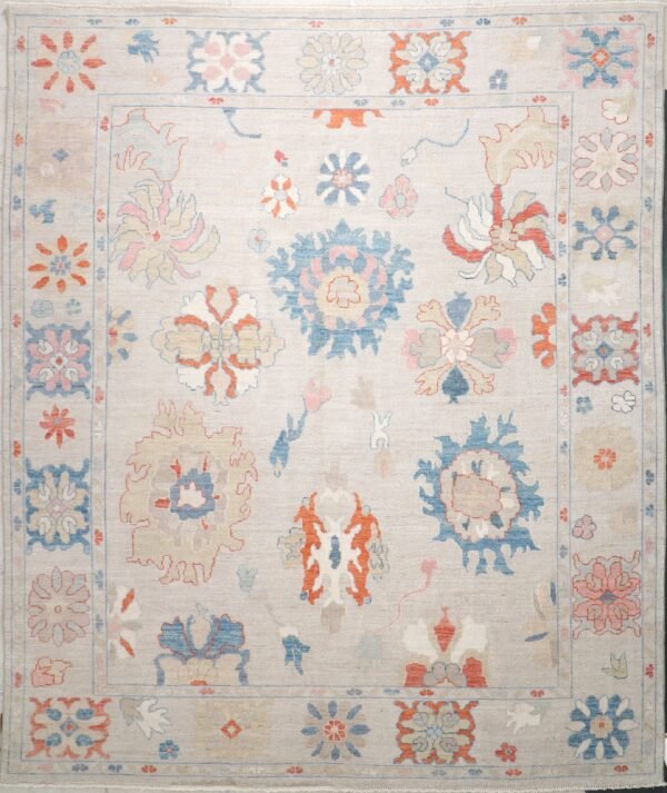 Hand-Knotted Oushak Wool Rug – 8' x 10' #1969543